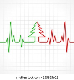 Heartbeat make Christmas tree stock vector 