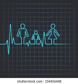 Heartbeat make family icon symbol - vector illustration