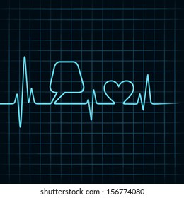 Heartbeat make a message bubble and heart icon stock vector
