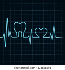 Heartbeat make a teeth and heart symbol stock vector