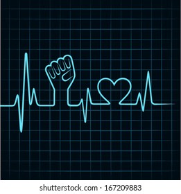 Heartbeat make unity hand and heart stock vector