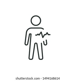 heartbeat of a man - minimal line web icon. simple vector illustration. concept for infographic, website or app.