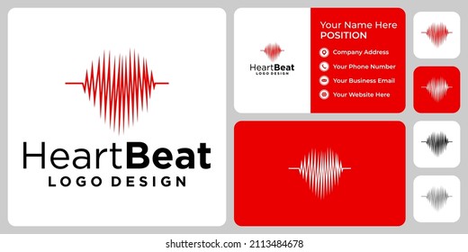 Heartbeat Medical Hospital Logo Design With Business Card Template.