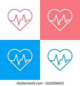 heartbeat medical icon set. Can be used for many purposes, website. Trendy style and editable vector. EPS.
