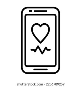 Heartbeat Mobile Pulse Tracker Icon Logo Design Vector Template Illustration Sign And Symbol Pixels Perfect