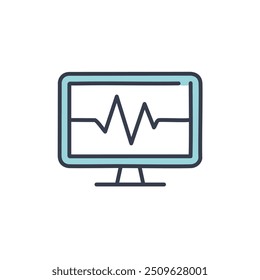 Icono de pantalla del monitor de latidos cardíacos. Ilustración vectorial moderna de un ícono de pantalla de monitor de ritmo cardíaco, ideal para aplicaciones médicas y de atención médica.