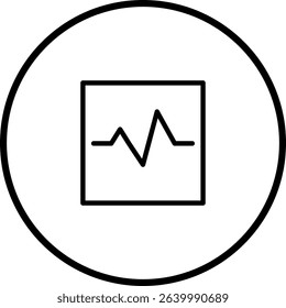 Heartbeat Monitor Symbol Icon: Medical Sign with Black Line Graphic Round Bordered