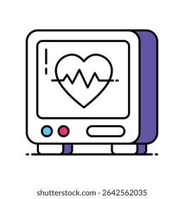 Ícone de estilo de ilustração de contorno Preenchido por vetor do monitor de pulsação. Arquivo EPS 10