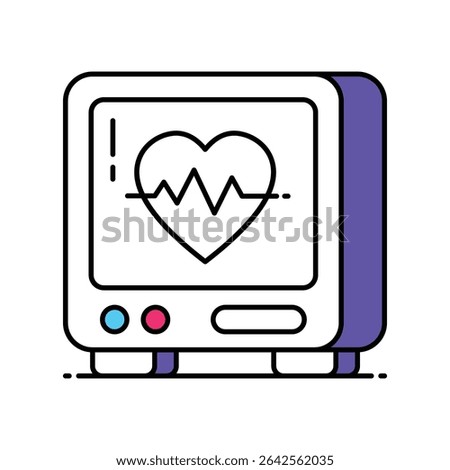 Heartbeat monitor Vector Filled outline illustration style icon. EPS 10 file