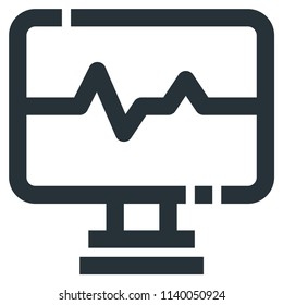 Heartbeat Monitor Vector Line Icon 32x32 Pixel Perfect. Editable 2 Pixel Stroke Weight. Medical Health Icon for Website Mobile App Presentation