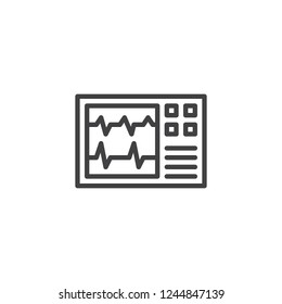 Heartbeat monitoring outline icon. linear style sign for mobile concept and web design. Heart beat, cardiogramm pulse simple line vector icon. Heart monitor symbol, logo illustration. Pixel perfect