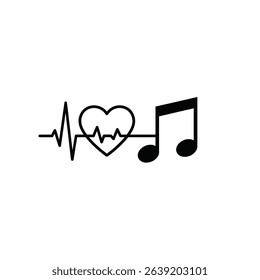 Heartbeat music note love rhythm graphic design.