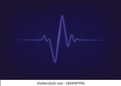 Efecto de la luz del neón en el latido cardíaco. Icono de pulso de corazón de Ecg