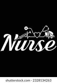 Heartbeat nurse vector art design, eps file. design file for t-shirt. SVG, EPS cuttable design file