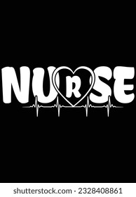 Heartbeat nurse vector art design, eps file. design file for t-shirt. SVG, EPS cuttable design file