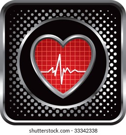 latido del corazón en el botón negro de la web de medio tono