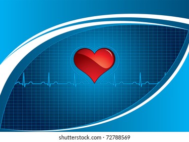 Heartbeat on blue medical background