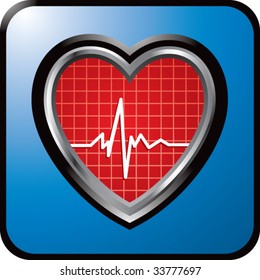 latido de corazón en el botón web brillante