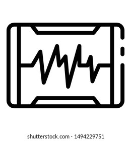Heartbeat on the monitor icon. Outline heartbeat on the monitor vector icon for web design isolated on white background