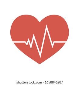 Heartbeat on white background. Vector illustration in trendy flat style. EPS 10.