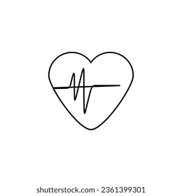 Heartbeat in outline flat icon style. Vector illustration from World First Aid Day design element collection. Editable graphic resources for many purposes.