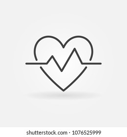 Heartbeat outline icon. Vector simple heart beat pulse symbol or design element in thin line style