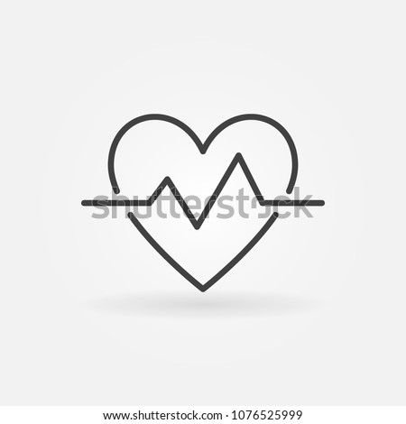 Heartbeat outline icon. Vector simple heart beat pulse symbol or design element in thin line style