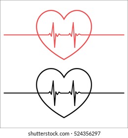 Heartbeat Outlined Red and Black Line