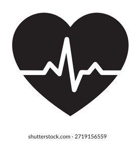 Heartbeat, Pulse, Cardiogram Concept. Cute Hearts with Heartbeat, Plus and Minus. Romantic Valentine Heart Pictogram Set. Isolated Vector Illustration.