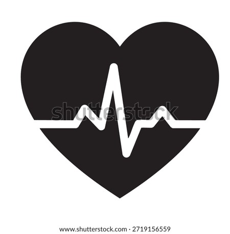Heartbeat, Pulse, Cardiogram Concept. Cute Hearts with Heartbeat, Plus and Minus. Romantic Valentine Heart Pictogram Set. Isolated Vector Illustration.