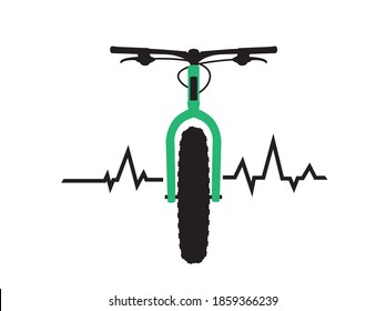 heartbeat pulse fat bike mountain lifestyle concept vector design