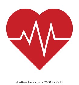 Heartbeat Pulse Flat icon, Heart with ECG Line Vector Icon for Health and Wellness, 