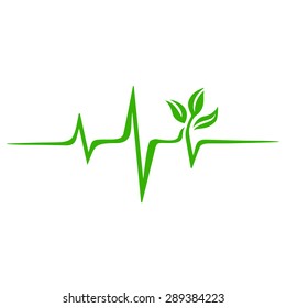 Heartbeat, pulse green, vegan, plant, frequency