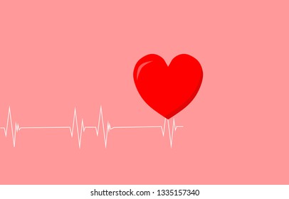 heartbeat, pulse with heart. human heartbeat. vector illustration. 