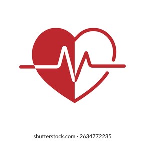 Pulso del corazón y símbolo del icono de la forma del corazón. Forma de corazón con línea de pulso. Iconos del vector del corazón.