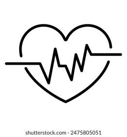 Heartbeat pulse and Heart shape outline Icon symbol. Vector illustration