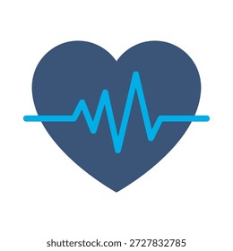 Heartbeat pulse icon blue flat vector design ecg line symbol cardiology health rhythm life medical graphic element sign