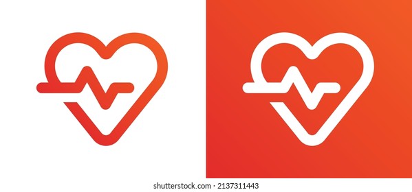Heartbeat pulse icon flat outline design.
