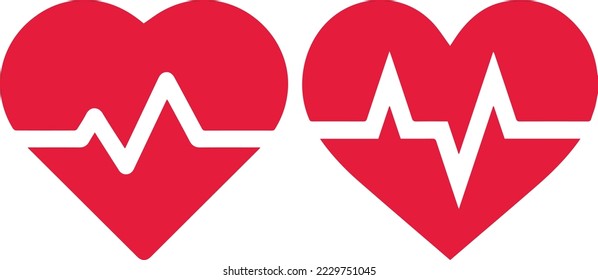 icono de pulso de latido cardíaco. Icono de corazón con un plus. Juego de iconos cardíacos de cardiograma. Fondo del latido. Línea de latido cardíaco con forma de corazón. icono plano de pulso de latido