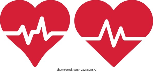 heartbeat pulse icon. Heart icon with a plus. Cardiogram heart icon set. Heartbeat background. Heartbeat line with the shape of a heart. heartbeat pulse flat icon