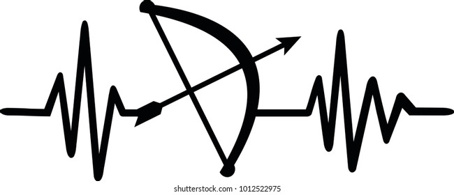 Heartbeat pulse line archery with bow and arrow and german job title