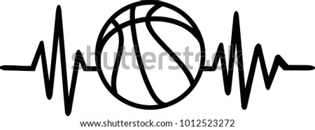 heartbeat pulse line basketball word stock vector royalty free