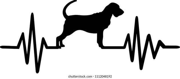 Heartbeat pulse line with Bloodhound dog silhouette