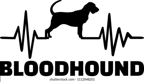 Heartbeat pulse line with Bloodhound dog silhouette