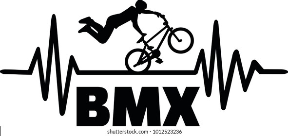 Heartbeat pulse line with BMX stuntman
