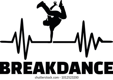 Heartbeat pulse line with breakdancer and dance move