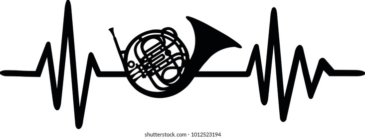 Heartbeat pulse line with bugle instrument