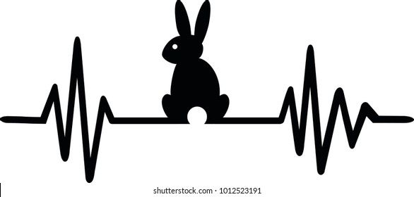 Heartbeat pulse line with bunny ears 