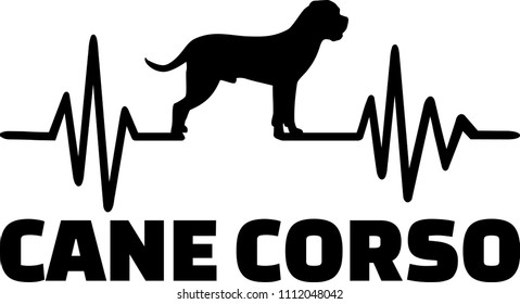 Heartbeat pulse line with Cane Corso silhouette
