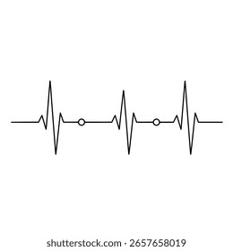 Herzschlag Pulslinie mit einem Kreis, in einem einfachen EKG Grafikstil. Ein minimalistisches Icon für Kardiologie oder medizinische Überwachungskonzepte.